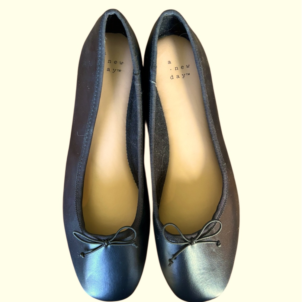A New Day Black Leather Flats Timeless Design